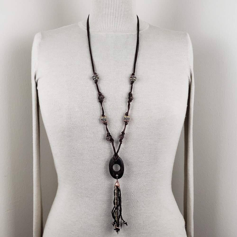 Tried Colored Metal tassel Necklace & Earring